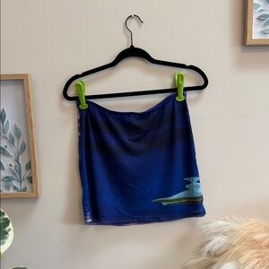 Le Lis Blue Ombre Mesh Mini Skirt